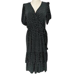 Knox Rose Wrap Midi Dress XXL Black White Polka Dot Maternity Breastfeeding